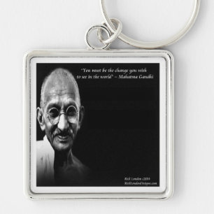 Gandhi Be The Change Wisdom Quote Keychain