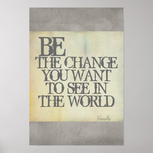 Gandhi citation be the change poster shabby chic (Devant)