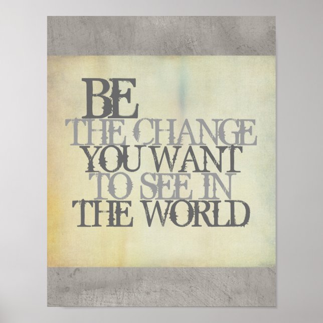 Gandhi citation be the change poster shabby chic (Devant)