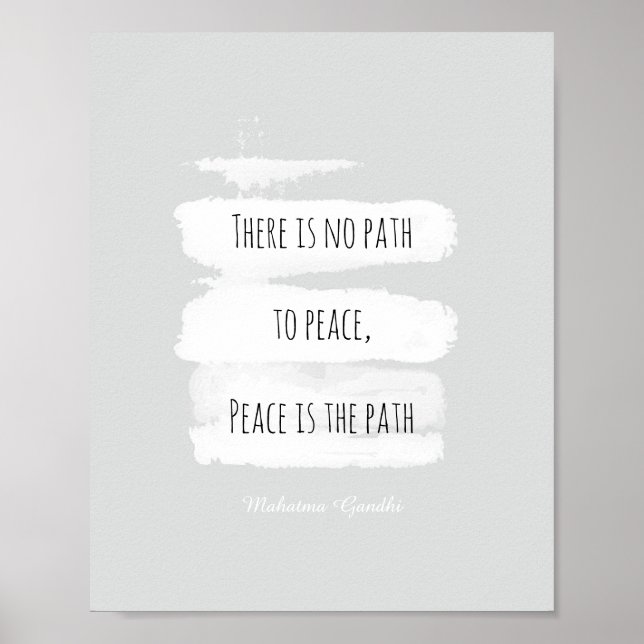 Gandhi citation poster sur la paix gris et blanc (Devant)
