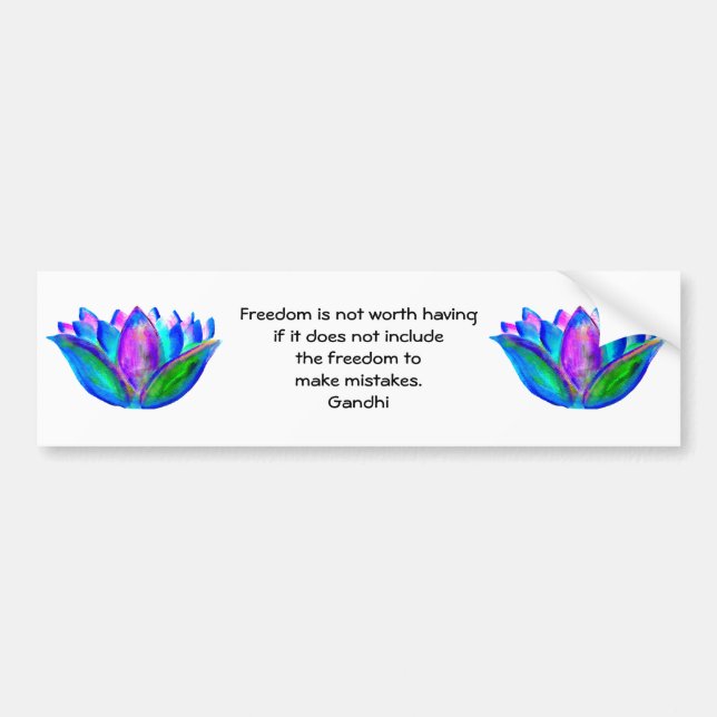 Gandhi Freedom Quote With Lotus Blossom Photo Bumper Sticker (Front)