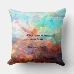 Gandhi Inspirational Quote about Love, Life & Hope Outdoor Pillow