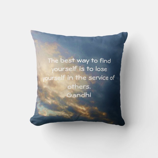 Gandhi Inspirational Quote About Self-Help Throw Pillow (Front)