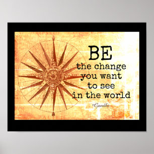 Gandhi quote be the change word art poster