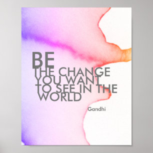 Gandhi quote poster be the change watercolor style