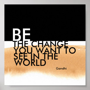 Gandhi quote poster be the change watercolor style