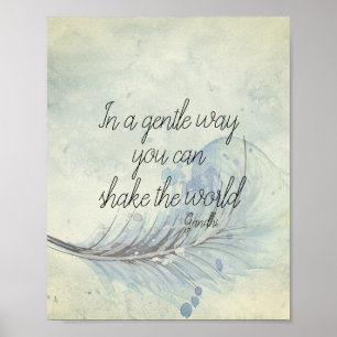 Gandhi quote poster motivational feather design