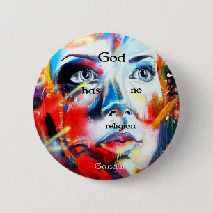 Gandhi Spiritual Quotation God Has No Religion 2 Inch Round Button