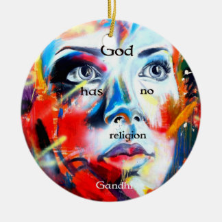 Gandhi Spiritual Quotation God Has No Religion Ceramic Ornament