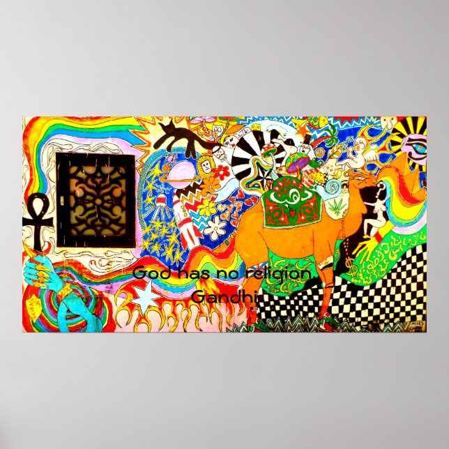 Gandhi Spiritual Quotation God Has No Religion Poster (Front)