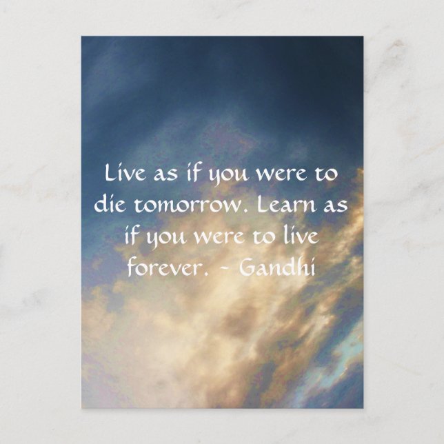 Gandhi Wisdom Quote With Blue Sky clouds Postcard (Front)