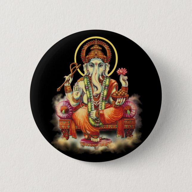 Ganesh 2 Inch Round Button (Front)