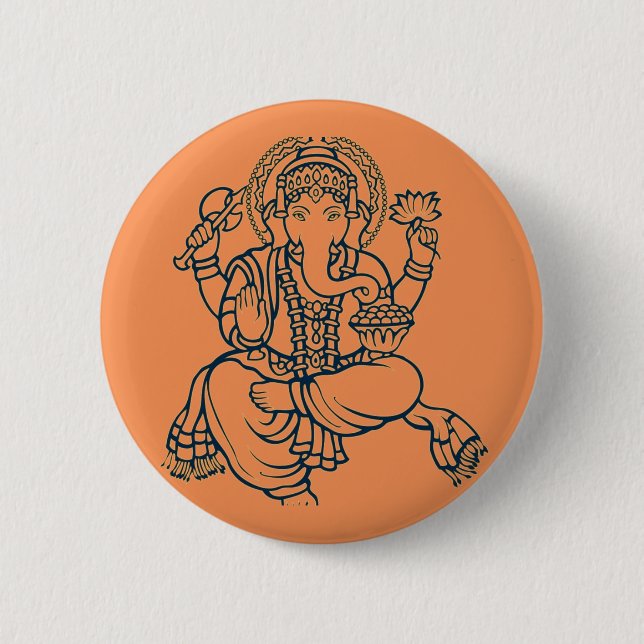 Ganesh 2 Inch Round Button (Front)