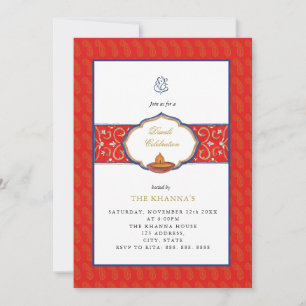 Ganesh and DIya Diwali Party Invitation