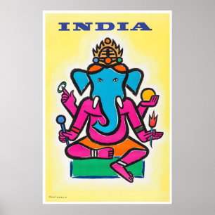 Ganesh Art Hindu Print India Travel PosterA