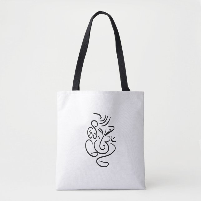 Ganesh & Aum Black Outline Sac fourre-tout (Devant)