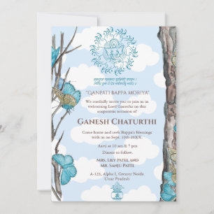 Ganesh Chaturthi Puja Butterfly Invitation