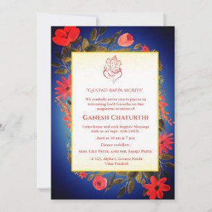 Ganesh Chaturthi Puja Floral Invitation