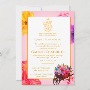 Ganesh Chaturthi Puja Floral Invitation