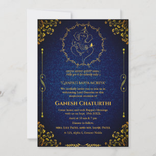Ganesh Chaturthi Puja Glitter & Gold Invitation