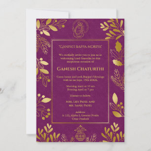 Ganesh Chaturthi Puja Golden Elements Invitation