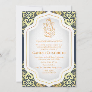 Ganesh Chaturthi Puja Golden Invitation