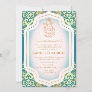 Ganesh Chaturthi Puja Golden Invitation