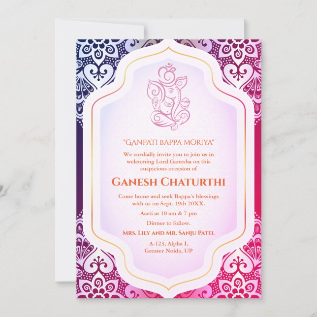 Ganesh Chaturthi Puja Golden Invitation (Front)