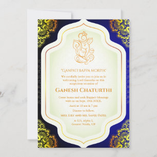 Ganesh Chaturthi Puja Golden Invitation