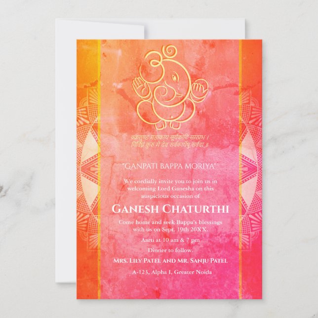 Ganesh Chaturthi Puja Invitation (Front)