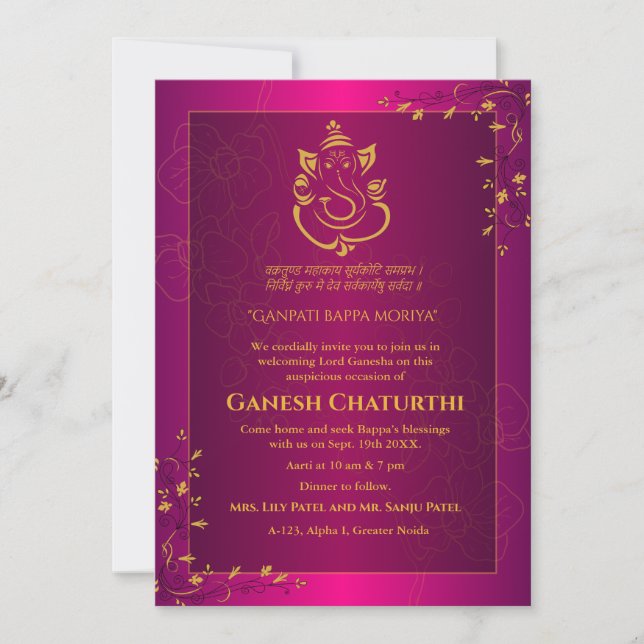 Ganesh Chaturthi Puja Invitation (Front)