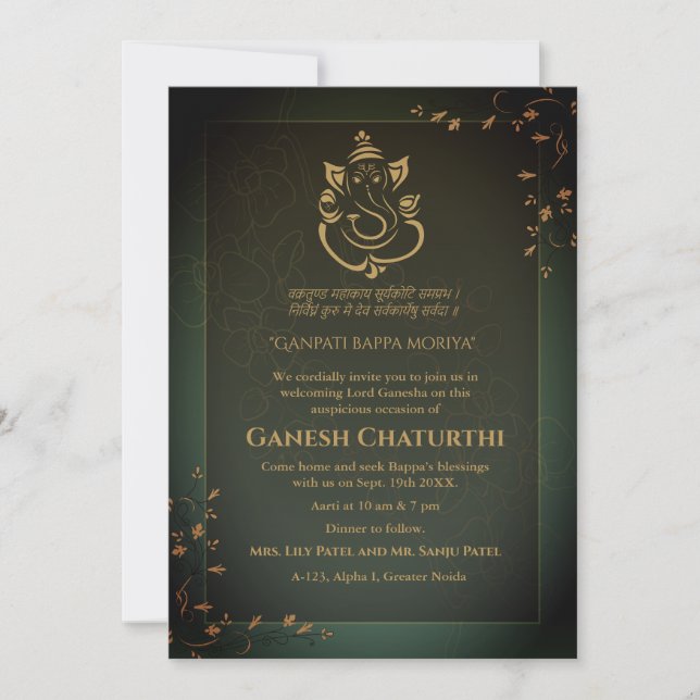 Ganesh Chaturthi Puja Invitation (Front)