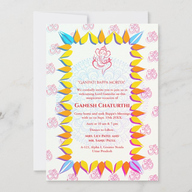 Ganesh Chaturthi Puja Invitation (Front)