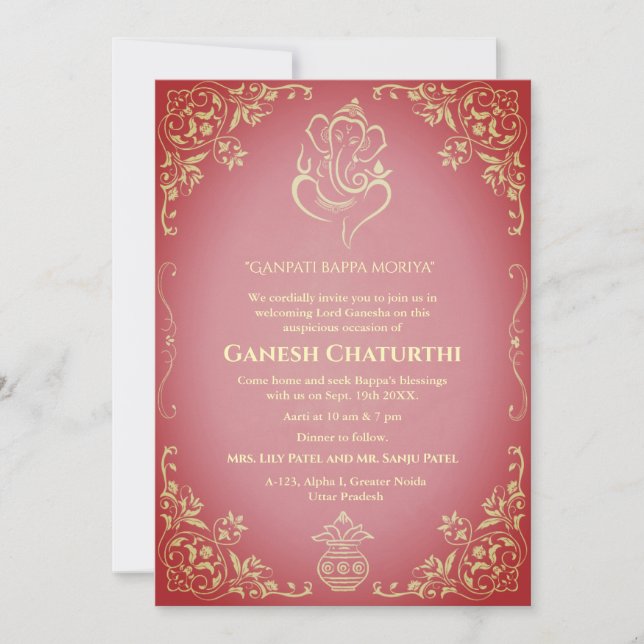 Ganesh Chaturthi Puja Invitation (Front)