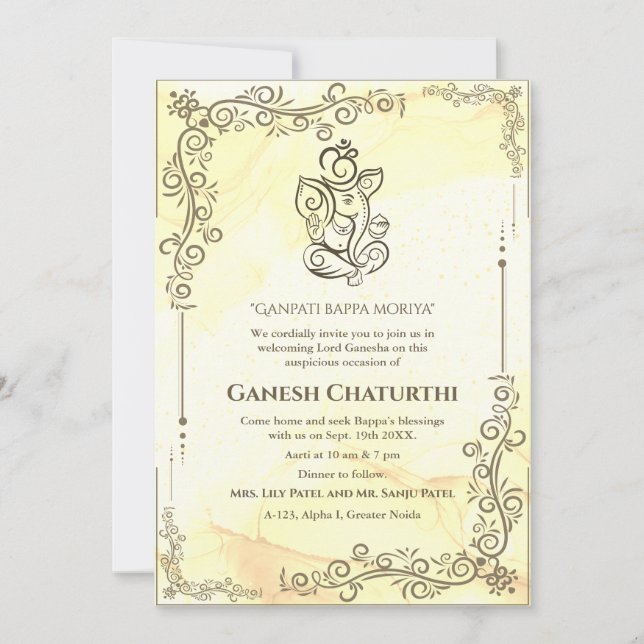 Ganesh Chaturthi Puja  Invitation (Front)