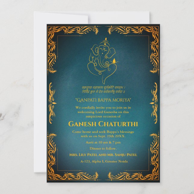 Ganesh Chaturthi Puja Invitation (Front)
