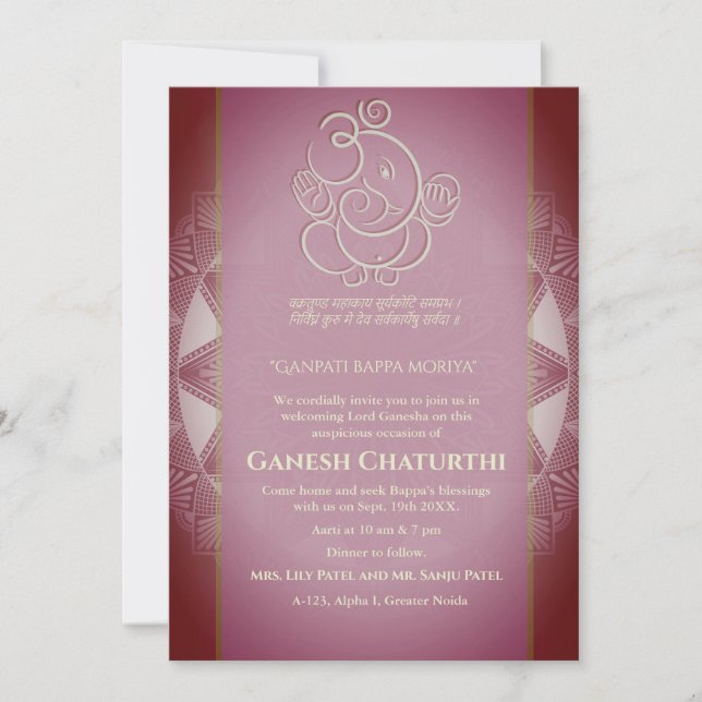 Ganesh Chaturthi Puja Invitation (Front)
