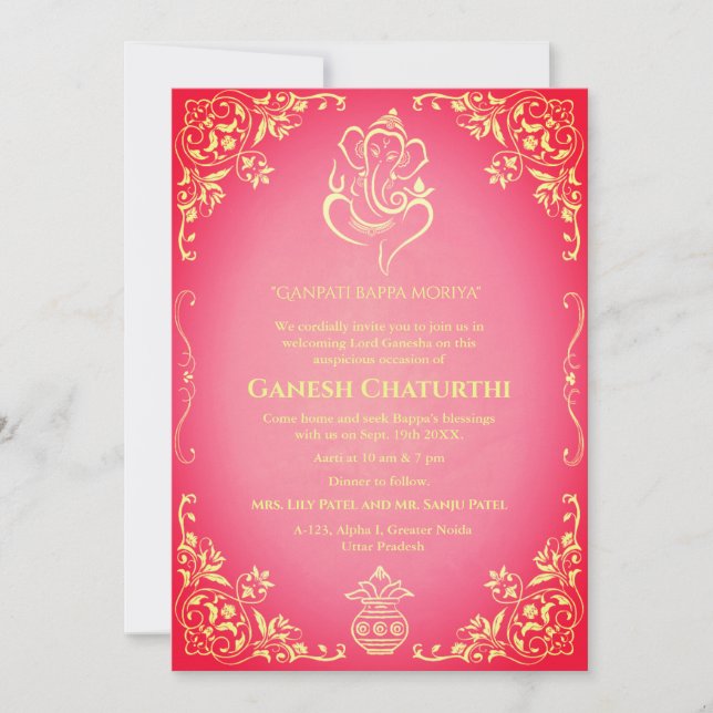 Ganesh Chaturthi Puja Invitation (Front)