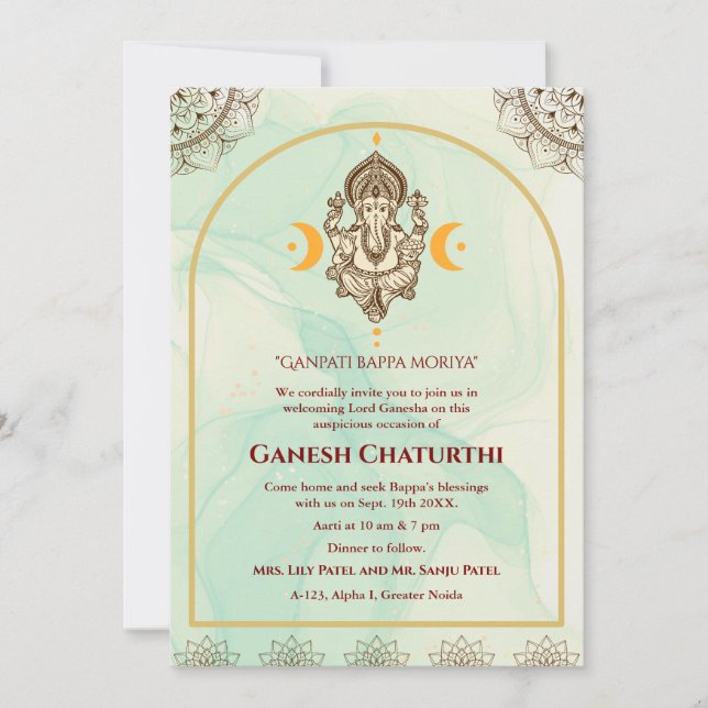 Ganesh Chaturthi Puja Invitation (Front)