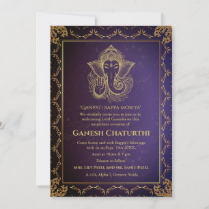 Ganesh Chaturthi Puja Roya Golden Elements Invitation