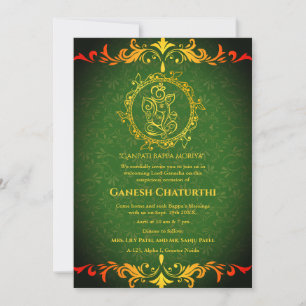 Ganesh Chaturthi Puja Roya Golden Elements Invitation