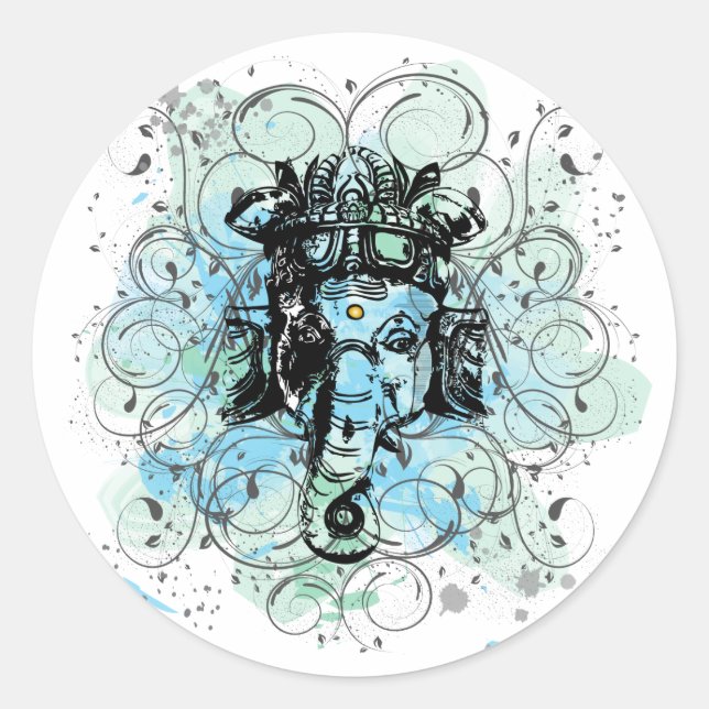 Ganesh Classic Round Sticker (Front)