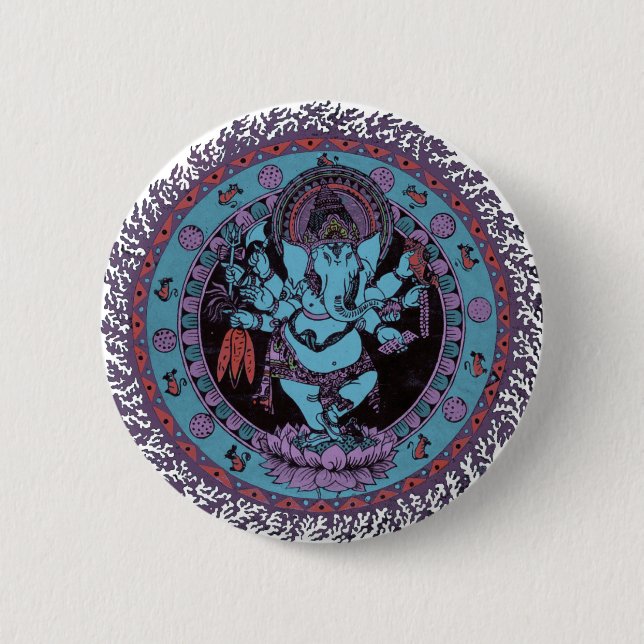 Ganesh Dancer 2 Inch Round Button (Front)