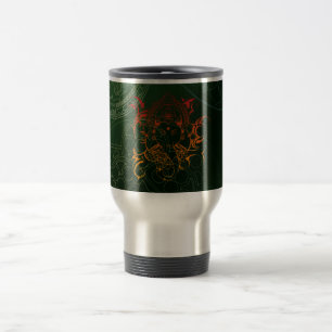 Ganesh Elephant Mandala orange green Yoga Asia Travel Mug