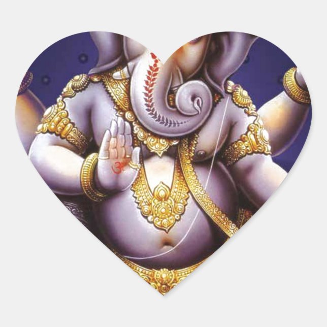 Ganesh Ganesha Hindu India Asian Elephant Deity Heart Sticker (Front)