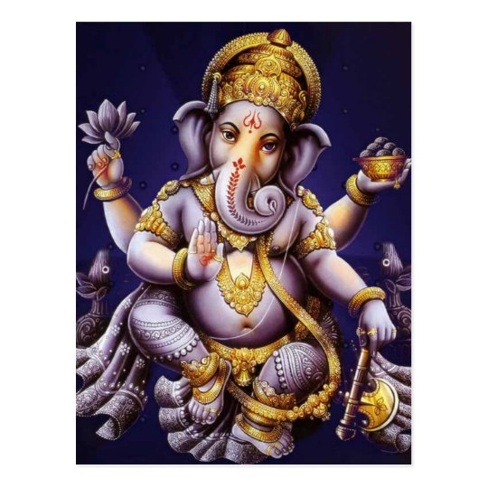 Ganesh Ganesha Hindu India Asian Elephant Deity Postcard