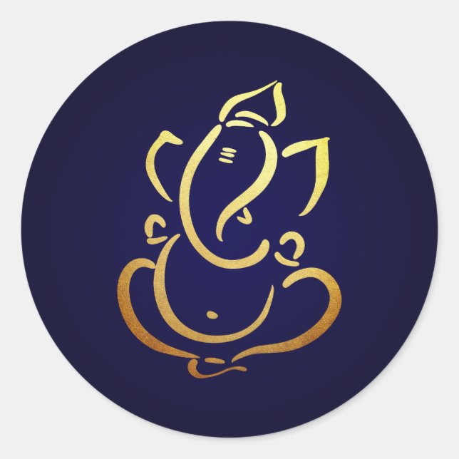 Ganesh | Ganpati | Indian God Hindu Wedding Blue Classic Round Sticker (Front)