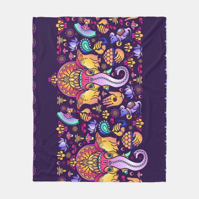 Ganesh Hindu God: Festive Seamless Fleece Blanket (Front)