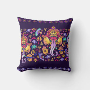 Ganesh Hindu God: Festive Seamless Throw Pillow
