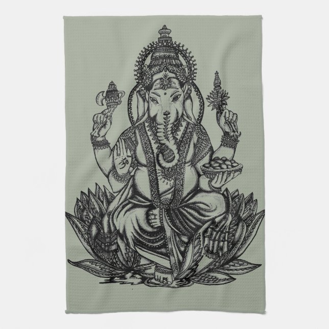 Ganesh Illustration Kitchen Towel (Vertical)